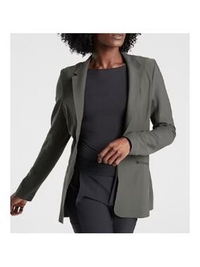 Athleta Interstellar Blazer Arbor Olive Snap Front Closure Womens 16
